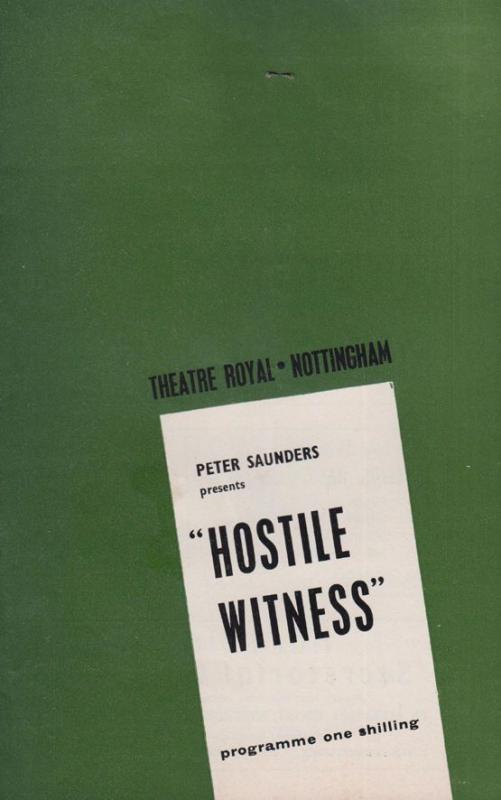 Hostile Witness Miranda Connell Play School Nottingham Theatre Programme & Extra