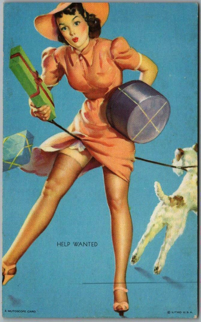 Vintage 1940s Pin Up Girl Mutoscope Card Help Wanted Artist Gil Elvgren Unused Other 