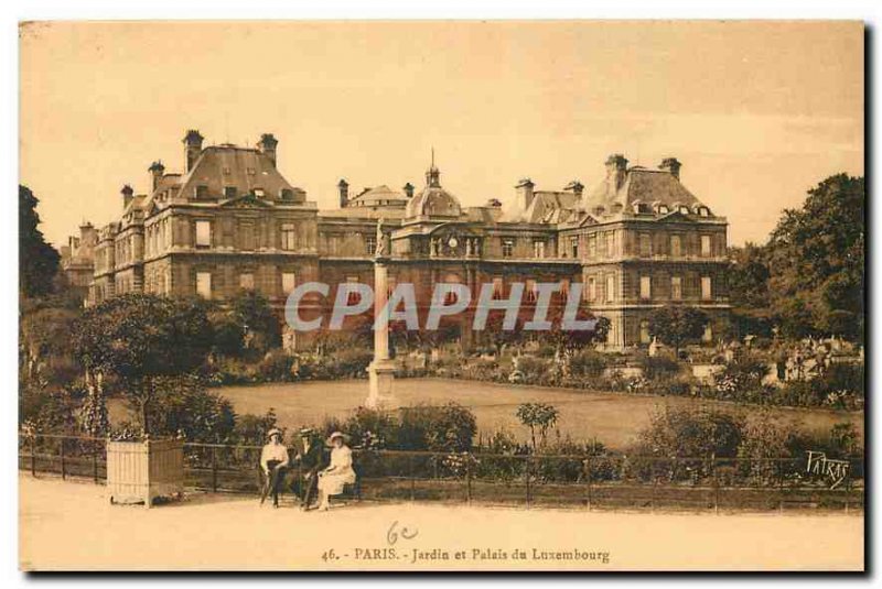 Old Postcard Garden Paris and Luxembourg Palace