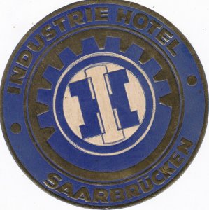 Germany Saarbruecken Industrie Hotel Vintage Luggage Label sk2033