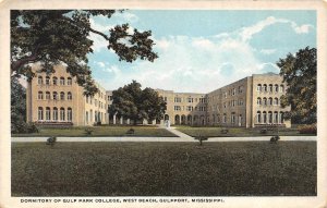 Gulfport, MS Mississippi  GULF PARK COLLEGE~West Beach  DORM  ca1920's Postcard