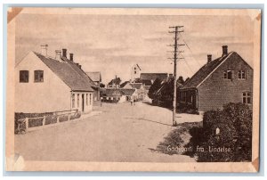 Langeland Denmark Postcard Gadeparti fra Lindelse Village c1920's Antique