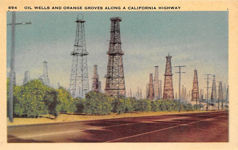 Oil Wells and Orange Groves California, USA Unused 