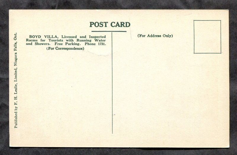 h2604 - NIAGARA FALLS Ontario 1930s Boyd Villa. Postcard  by Leslie