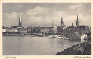 A163 Germany 1923 Hamburg Binnenalster vintage postcard