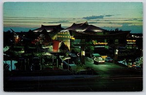 Roadside~Miami Beach Florida~Castaways Motel Exterior View @ Dusk~Vintage PC