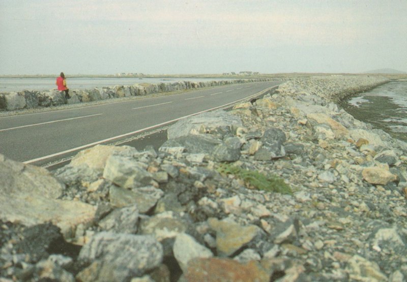 Benbecula Outer Hebrides Lady In Loud Jacket On Rocks Postcard