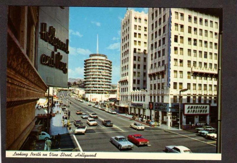 CA Hollywood and Vine St street American Airlines Office California Postcard