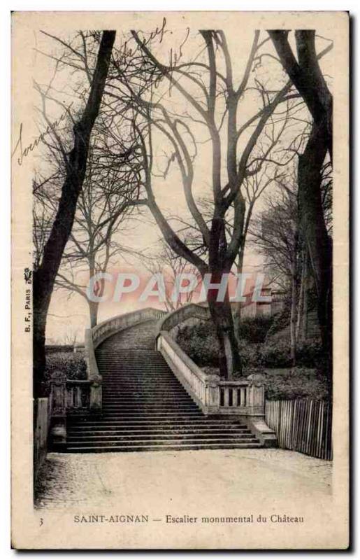 Postcard Old Saint Aignan castle monumental staircase