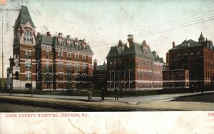 Vintage Postcard 1908 Cook County Hospital Medical Building Chicago Illinois ILL