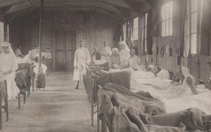 RPPC SOLDIERS FIELD HOSPITAL FRANCE WW1 MILITARY REAL PHOTO POSTCARD (c. 1917)