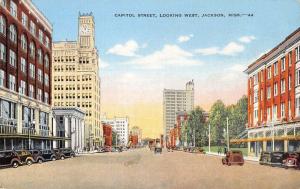 Capitol Street Looking West in Jackson Mississippi Vintage Postcard L722 