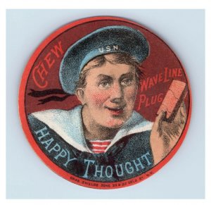 1880s-90s Tobacco Label Sticker Wave Line Chew Sailor F149