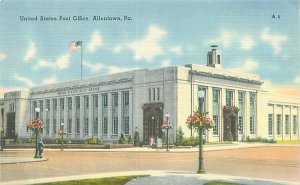 Allentown PA Post Office Linen Postcard  Unused