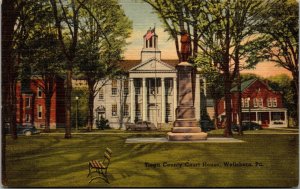Vtg Wellsboro Pennsylvania PA Tioga County Court House 1940s Linen Postcard