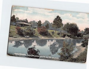 Postcard General view of the east lake and pavilion Kountze Park Omaha NE USA