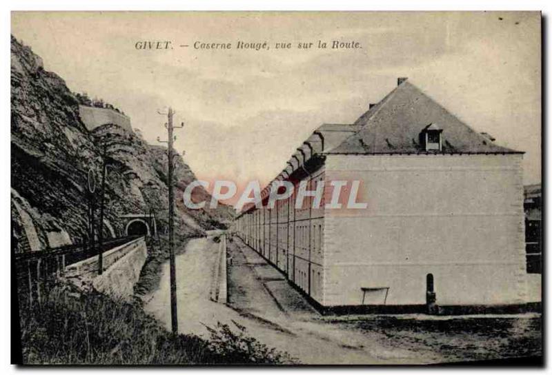 Postcard Old Barracks Army Barracks Givet Bouge View on the road