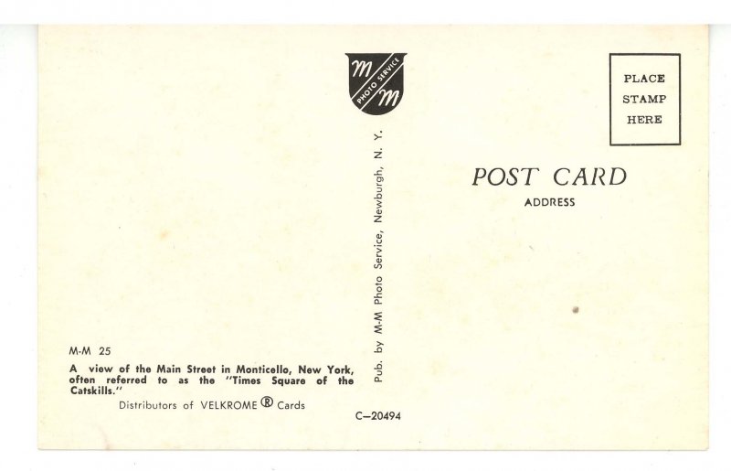 NY - Monticello. Main Street ca 1950's