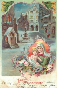 Happy New Year Baby Jesus and Mary Vintage Postcard 06.70