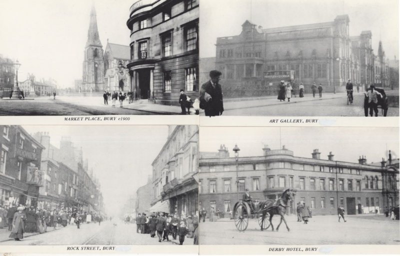 Bury Rock Street Derby Hotel Market Place Lancashire 4x Postcard s