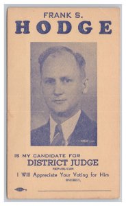 Postcard Frank S. Dodge Candidate For District Judge Wichita Kansas