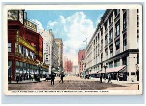 Minneapolis Minnesota Postcard South Fifth Street Looking North Marquette c1920