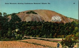 Stone Mountain Showing Confederate Memorial GA Postcard Standard View Card
