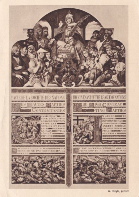 Postcard Arthur Szyk Polish American Judaica Covenant League of Nations