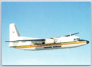 Airplane Postcard Uganda Airlines Corp. Fokker F27 Mk600 PH-FTI In Flight DV1