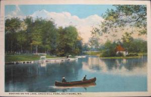 Baltimore MD Lake Boat Canoe c1910 Postcard