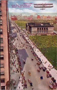 Aeroplane Over Art Institute And Grant Park Chicago Illinois Postcard C091