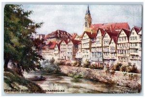 c1910 Tubingen Blick Von Der Neckarbrucke Germany Oilette Tuck Art Postcard