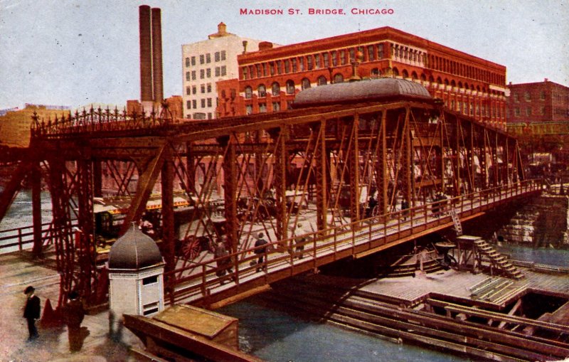 Chicago, Illinois - A view of the Madison St. Bridge - c1910