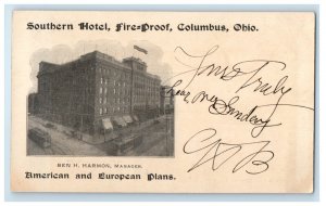 1905 Southern Hotel, Fire Proof Columbus Ohio OH Antique Posted PMC Postcard 