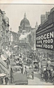 LONDON~LUDGATE HILL FROM FLEET STREET-VIROGEN LIFE FOOD-TONIC FOOD POSTCARD