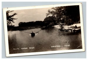 Vintage 1947 RPPC Postcard South Concho River with Speed Boats Christoval Texas