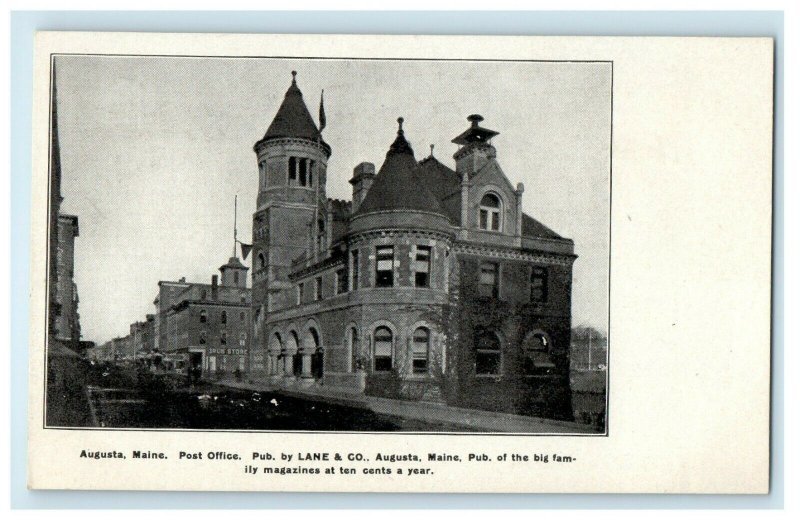 1905 View of Post Office, Augusta, Maine ME Posted Antique Postcard