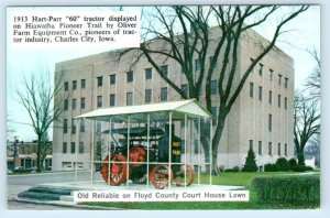 FLOYD COUNTY COURT HOUSE, Charles City IA ~ Antique HART PARR TRACTOR Postcard