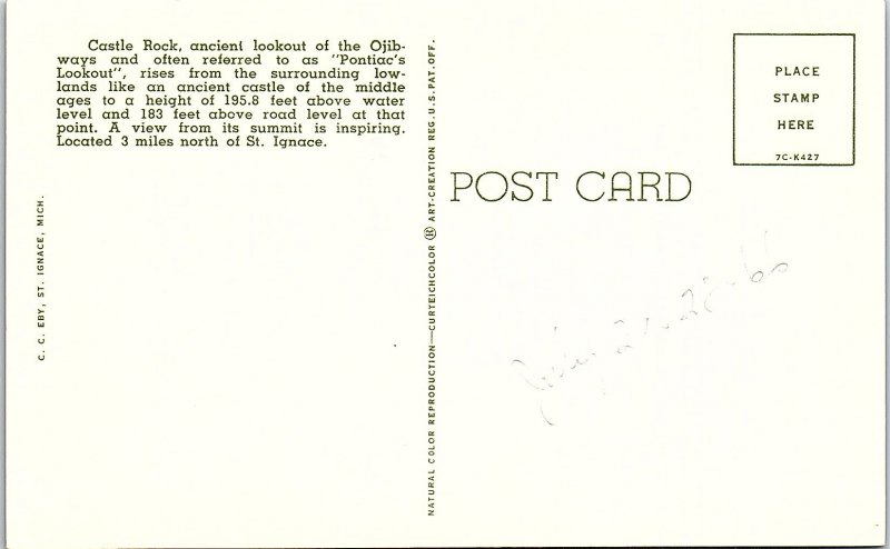 Postcard MOUNTAIN SCENE St. Ignace Michigan MI AI5399