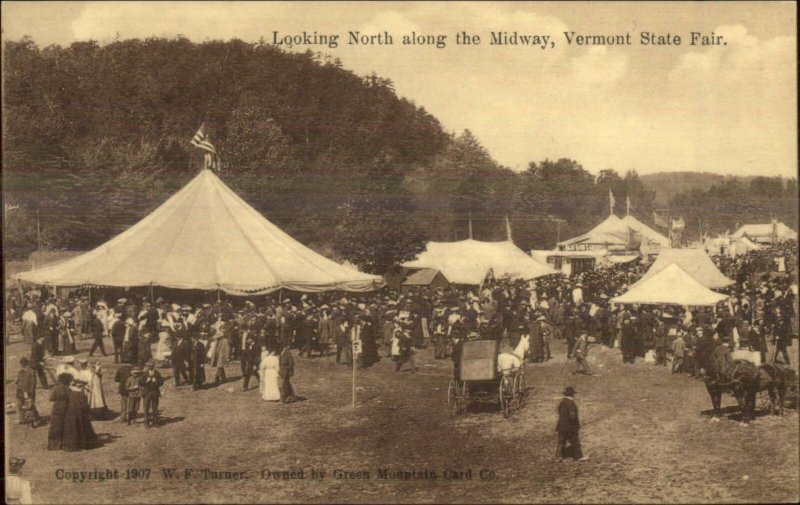 Vermont State Fair Midway Publ White River Junction c1910 Postcard