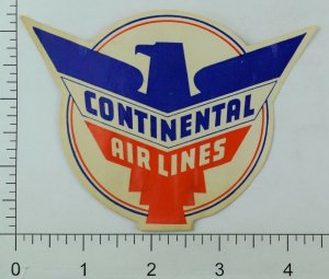 1940's-50's Continental Airlines Luggage Label Original E18