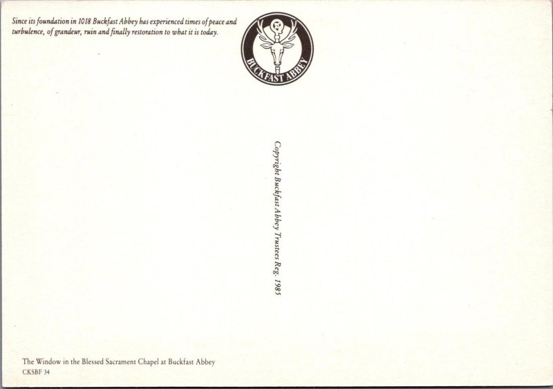 Devon Postcard - Buckfast Abbey, Window in Blessed Sacrament Chapel RRR1385