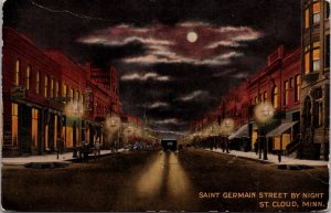 Postcard Saint Germain Street by Night in St. Cloud, Minnesota