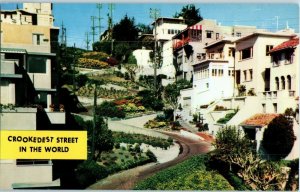 Lombard Street The Crookedest Street IN The World California Postcard-