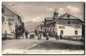 Postcard Old Hitch Hotel and Col de la Sickle and Mont Blanc Horses Switzerland