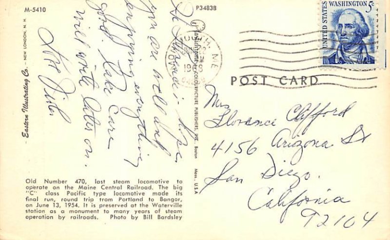 Maine Central Railroad Railroad, Train Postcard