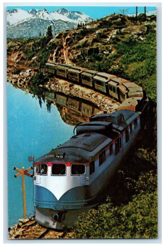c1960 Along The White Pass Klondike Gold Fields Railway Railroad Lake Postcard