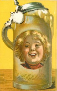 Postcard C-1910 Beer Stein woman's Face artist impression 23-11512