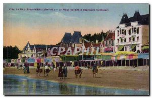 La Baule sur Mer Old Postcard beach front boulevard Hennecart (ass donkey mule)