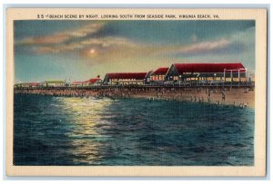 c1940 Beach Scene By night From Seaside Park Virginia Beach Virginia VA Postcard